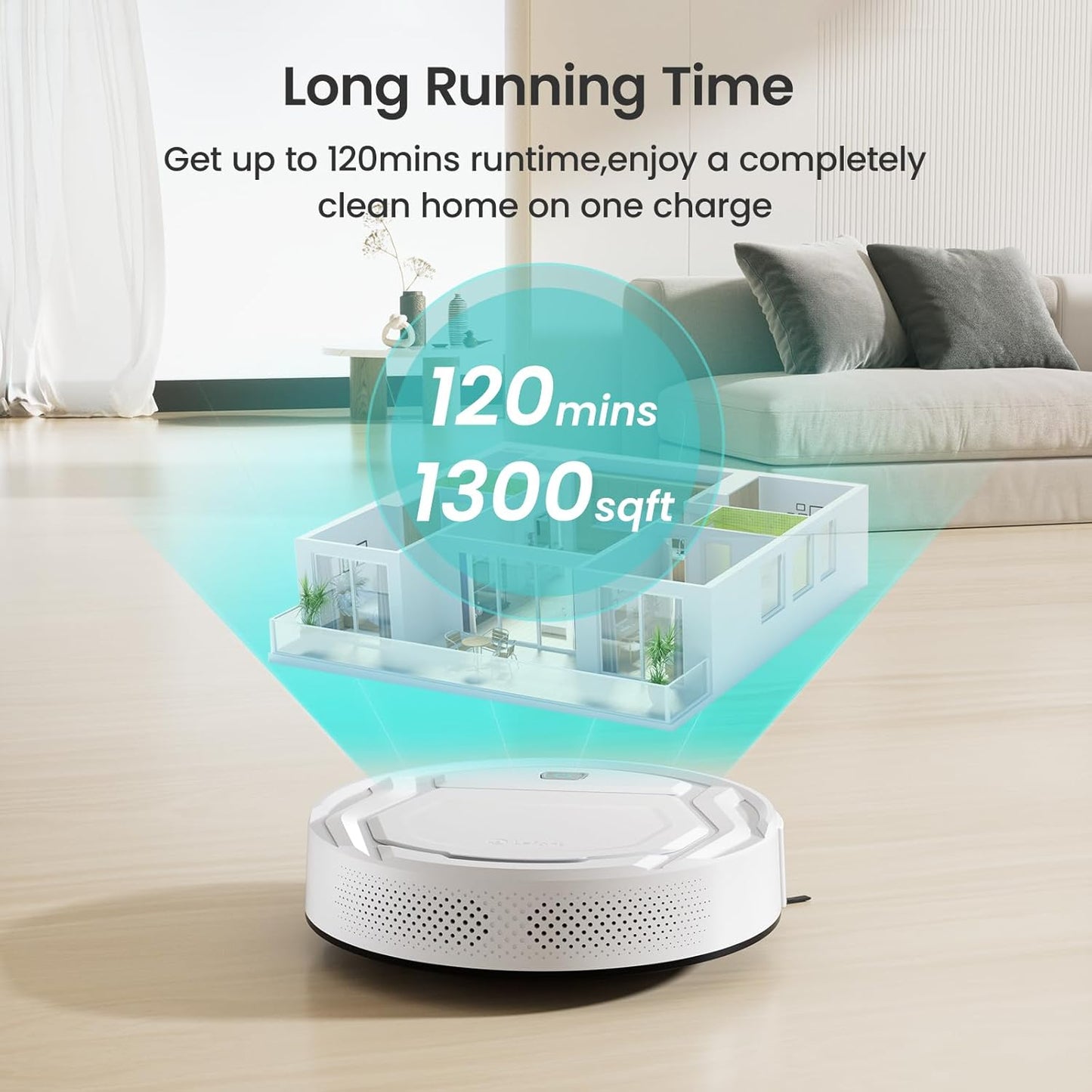 Lefant M210 Robot Vacuum Cleaner | 2000Pa Succión Potente, 120 Min Autonomía, Wi-Fi/App/Alexa, Ultra Delgado, Bajo Ruido, Auto Recarga, Ideal para Pelo de Mascotas y Pisos Duros