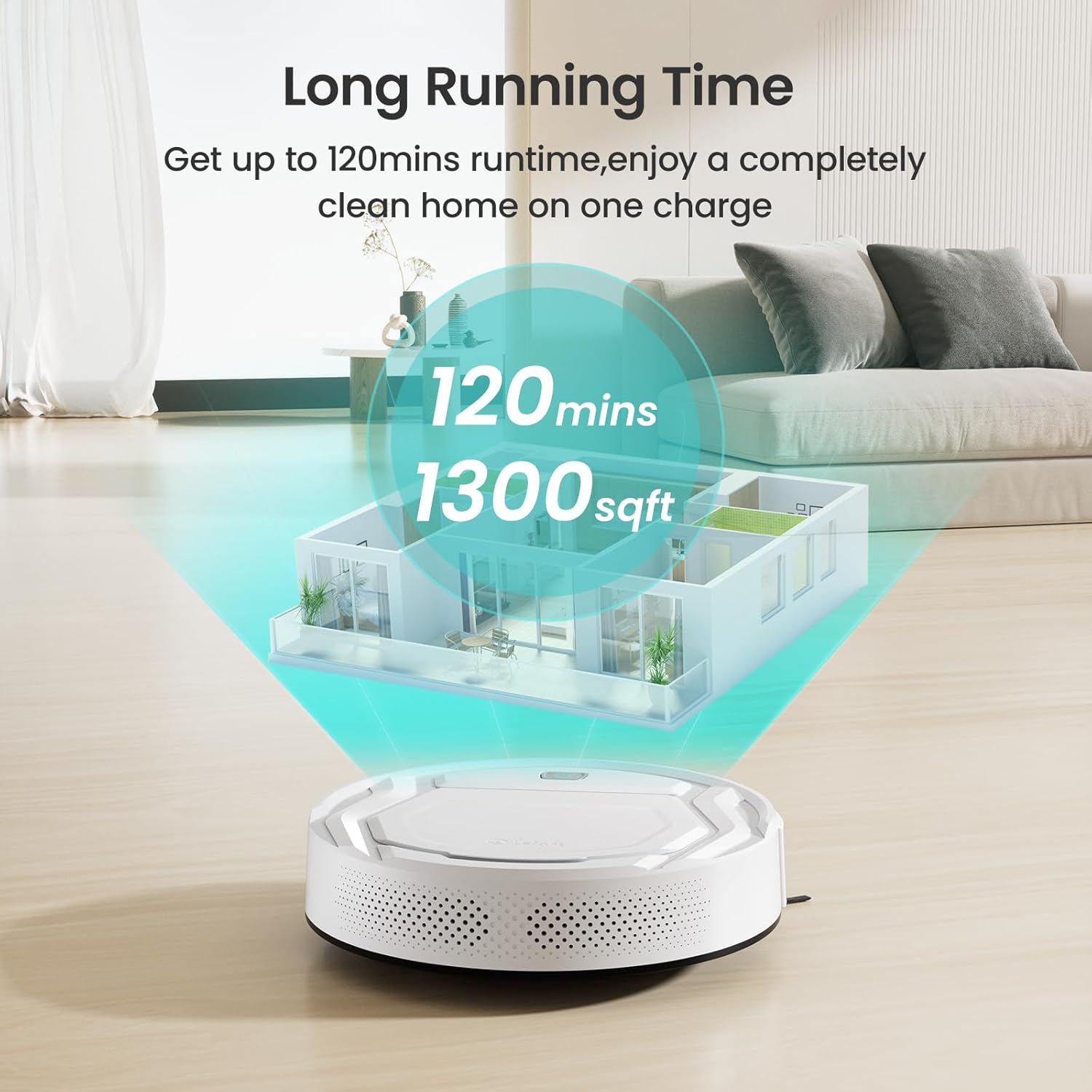 Lefant M210 Robot Vacuum Cleaner | 2000Pa Succión Potente, 120 Min Autonomía, Wi-Fi/App/Alexa, Ultra Delgado, Bajo Ruido, Auto Recarga, Ideal para Pelo de Mascotas y Pisos Duros