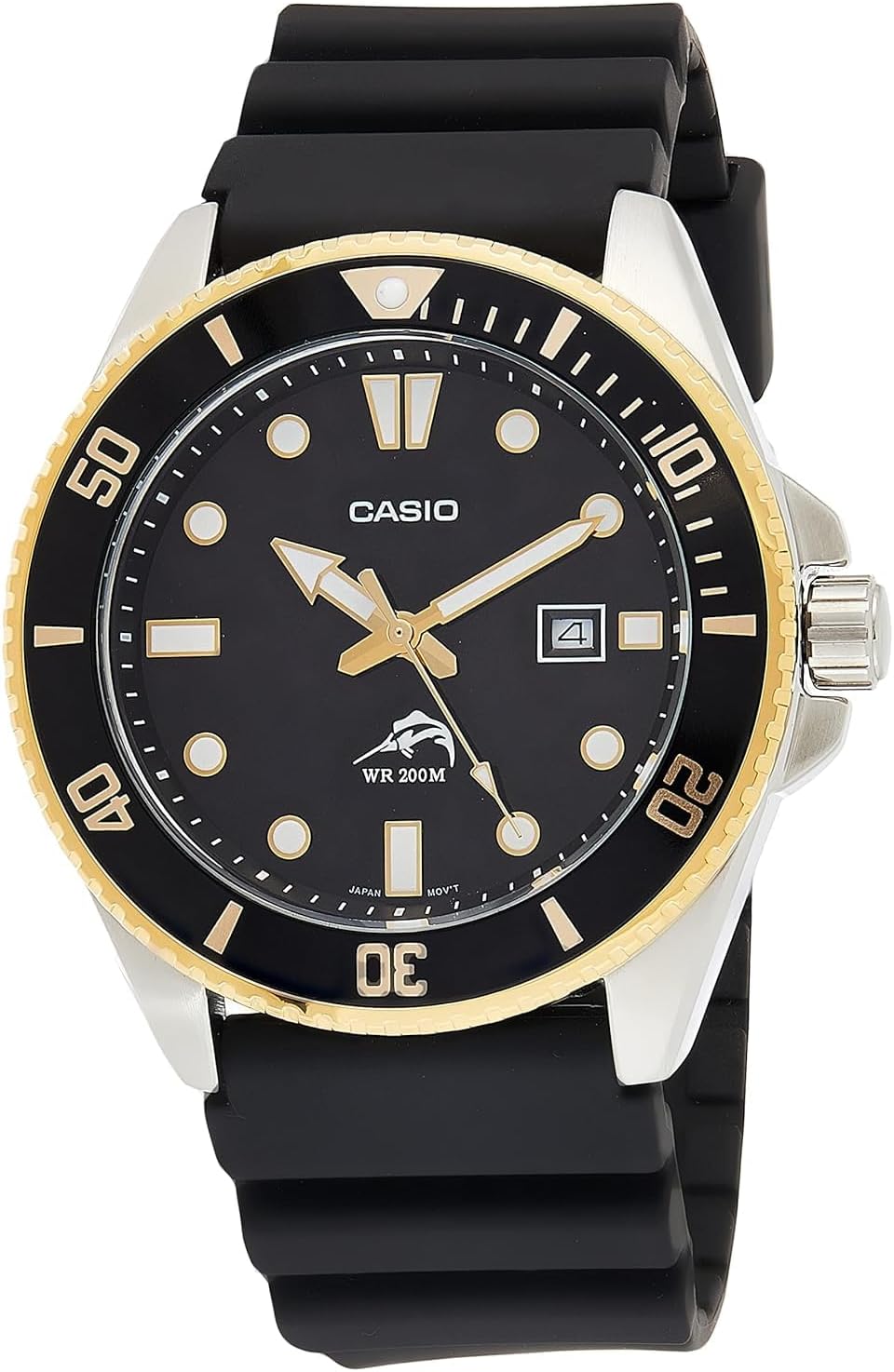 MDV106 Series | Unisex Analog Watch | 200M WR | Stainless Steel Case | Resin Band | 2 Hand Analog (HR, Min, SEC) | Date Display | Screw down Crown/Screw down Caseback | 3 Year Battery