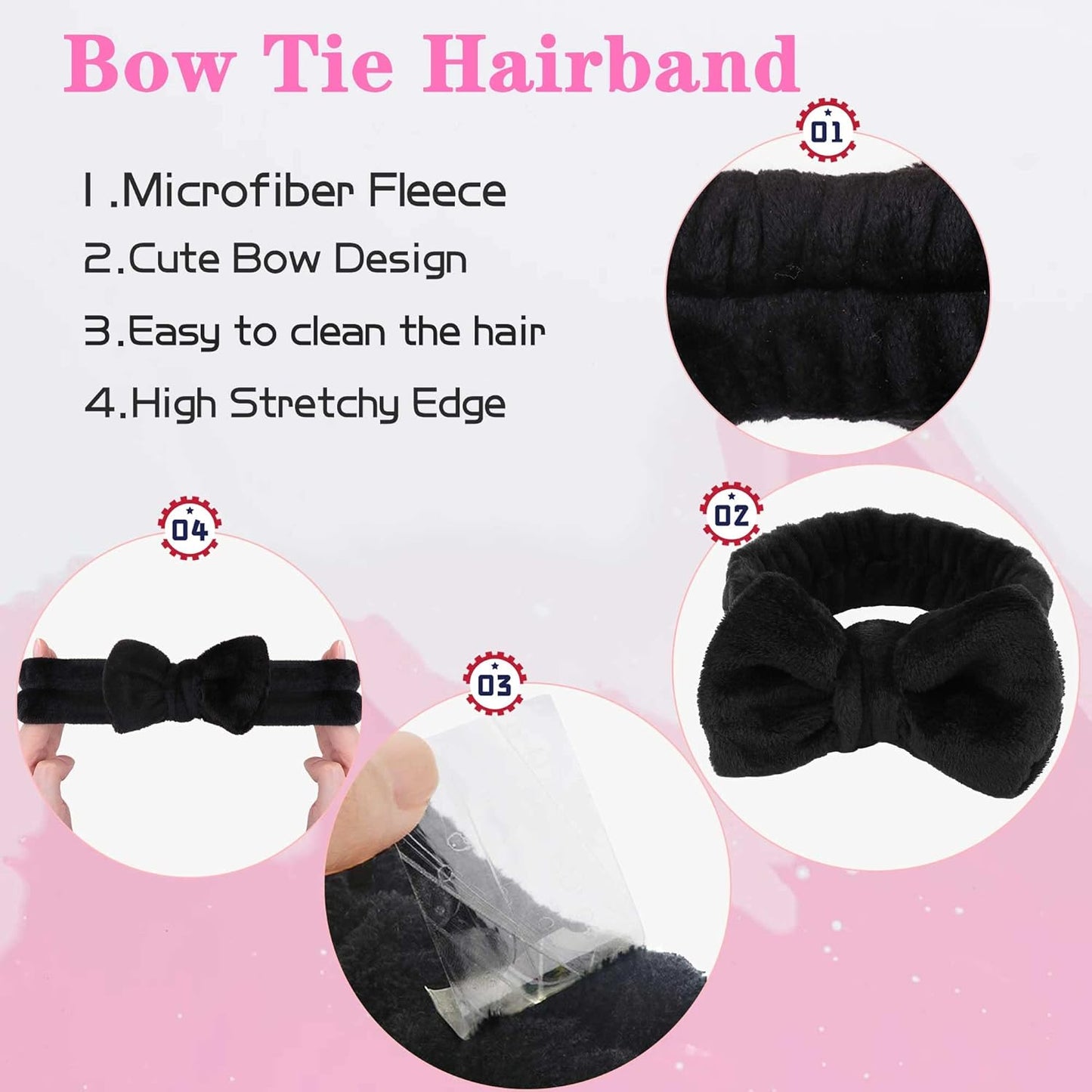 Diademas de maquillaje - 1 diadema de spa negra +  2 muñequeras absorbentes 