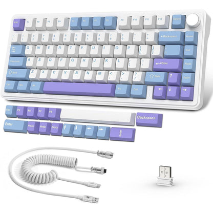 Teclado mecánico inalámbrico para juegos con perilla intercambiable | ATTACK SHARK X85 | Color: Blanco
