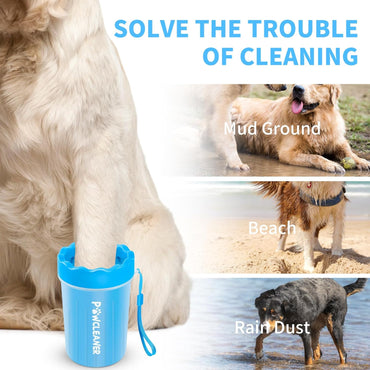 Limpiador de Patas para Perros y Gatos | Vaso con Cepillo de Silicona Suave + 3 Toallas Absorbentes | Disponible en Talles S, M y L