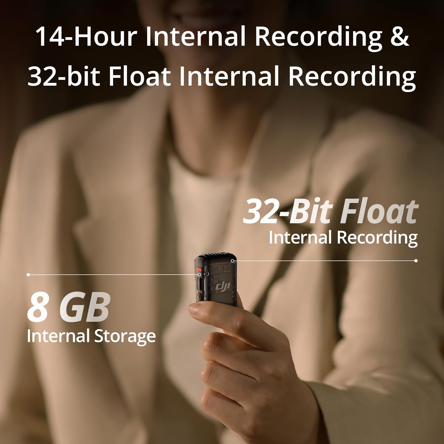 DJI Mic 2 (1 TX + 1 RX) Micrófono Inalámbrico con Cancelación Inteligente de Ruido y Grabación Interna 32-bit