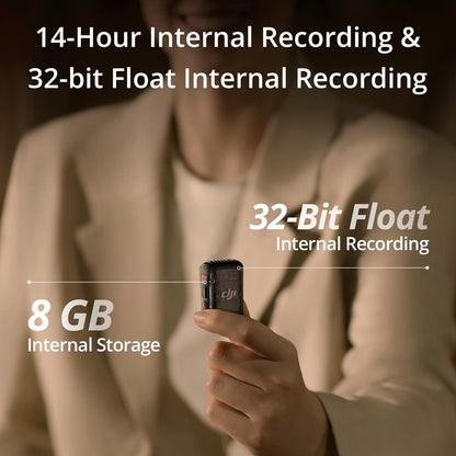 DJI Mic 2 (1 TX + 1 RX) Micrófono Inalámbrico con Cancelación Inteligente de Ruido y Grabación Interna 32-bit