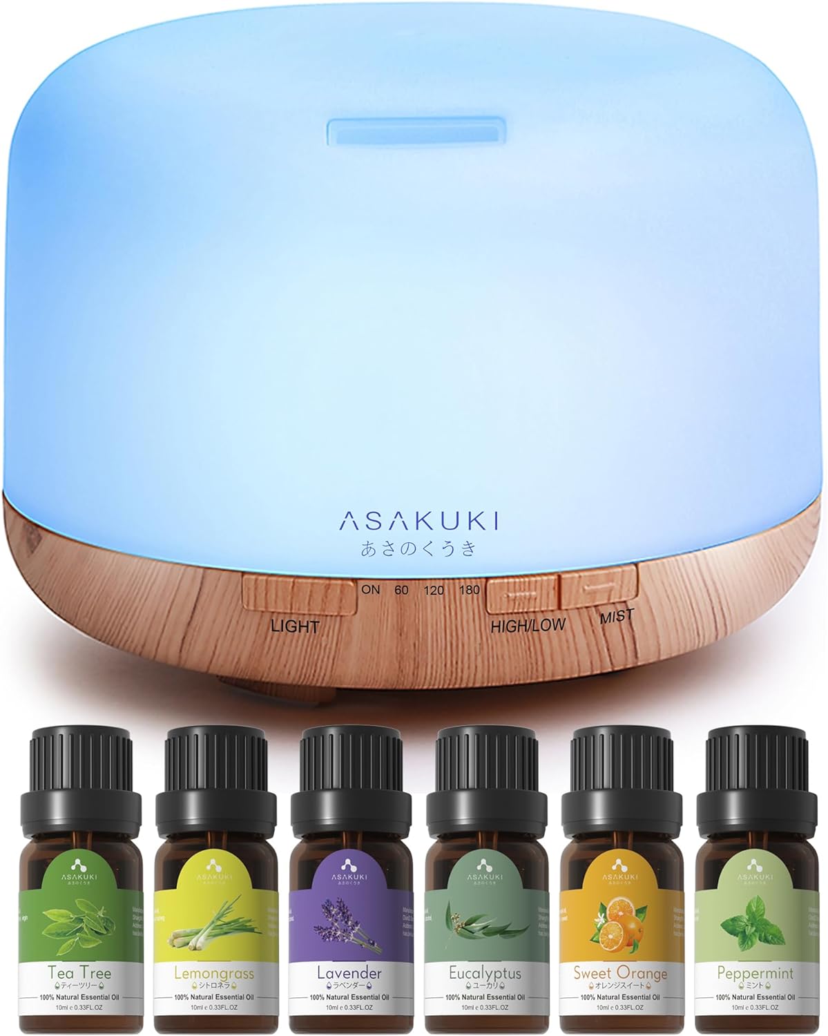 Difusor de Aromas 500ml | Humidificador Ultrasónico con Control Remoto, 7 Colores LED, Temporizador y Apagado Automático | Difusor de Aceites Esenciales para Hogar, Dormitorio y Yoga