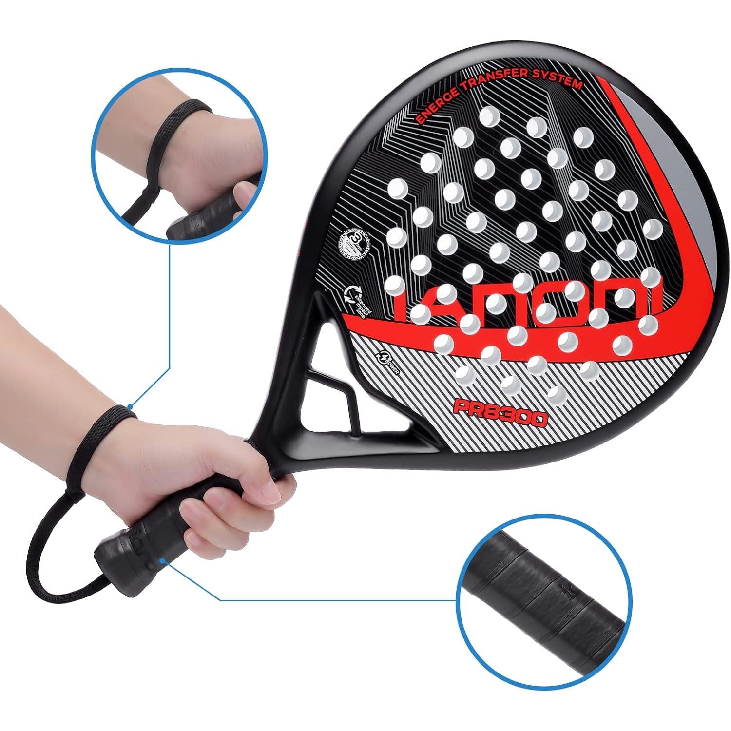Padel Racket Carbon Fiber Surface with EVA Memory Flex Foam Core Lightweight Padel Racquet