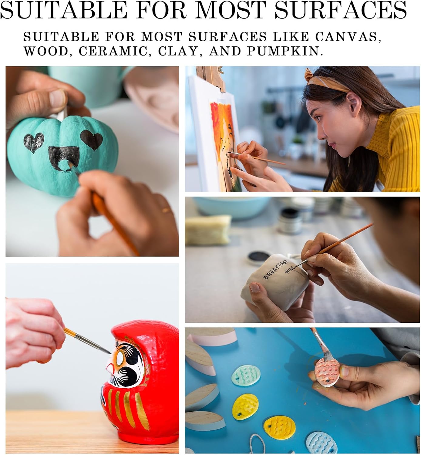 Kit de pintura acrílica | 24 Pinturas acrílicas + 8 pinceles + 1 bloc de hojas + paleta | Para niños y adultos