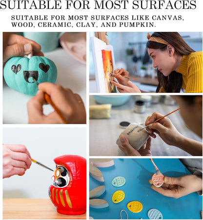 Kit de pintura acrílica | 24 Pinturas acrílicas + 8 pinceles + 1 bloc de hojas + paleta | Para niños y adultos