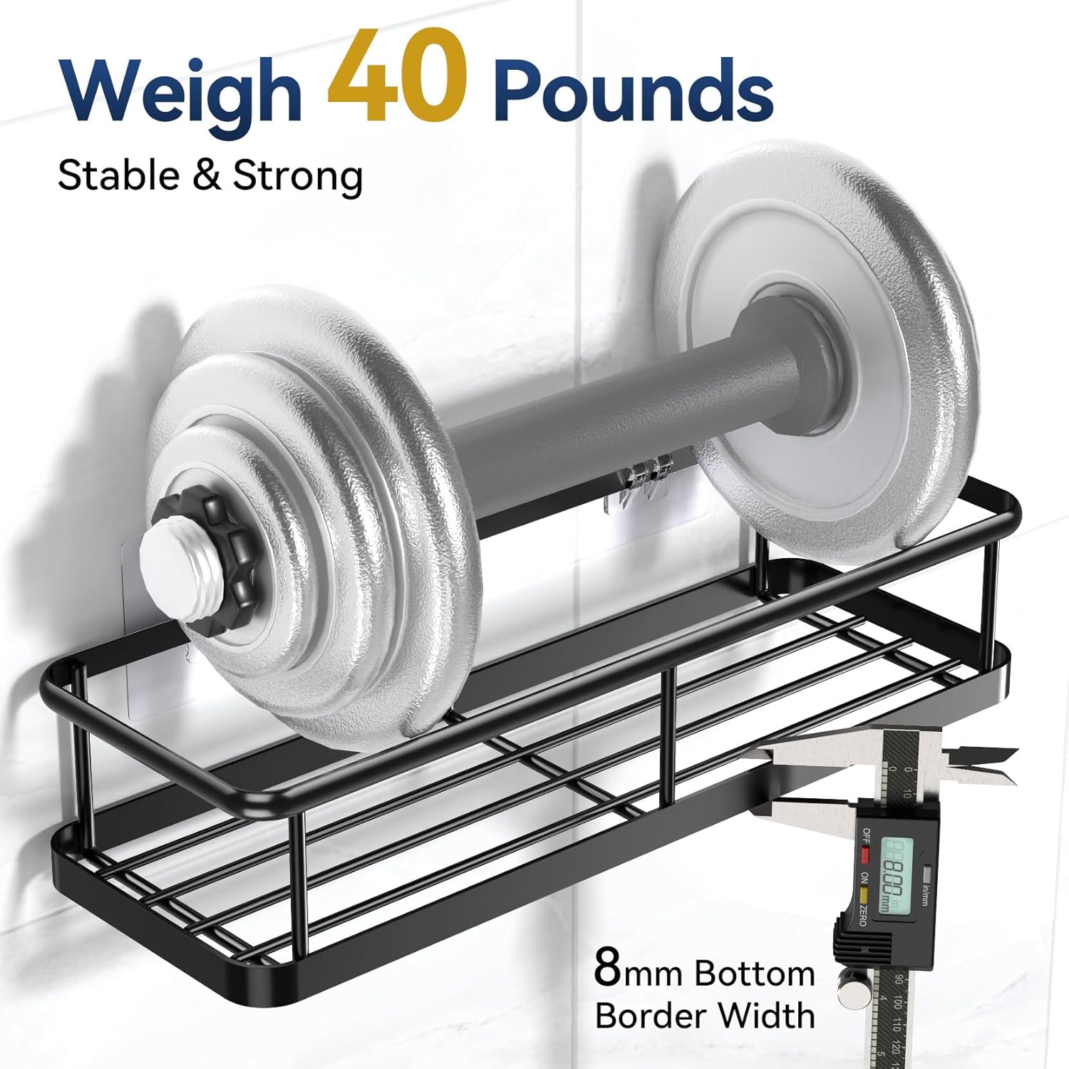 Organizador de ducha adhesivo | Estantes de ducha inoxidables para ducha interior | Gran capacidad y almacenamiento | Con ganchos extraíbles