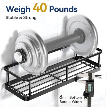 Organizador de ducha adhesivo | Estantes de ducha inoxidables para ducha interior | Gran capacidad y almacenamiento | Con ganchos extraíbles