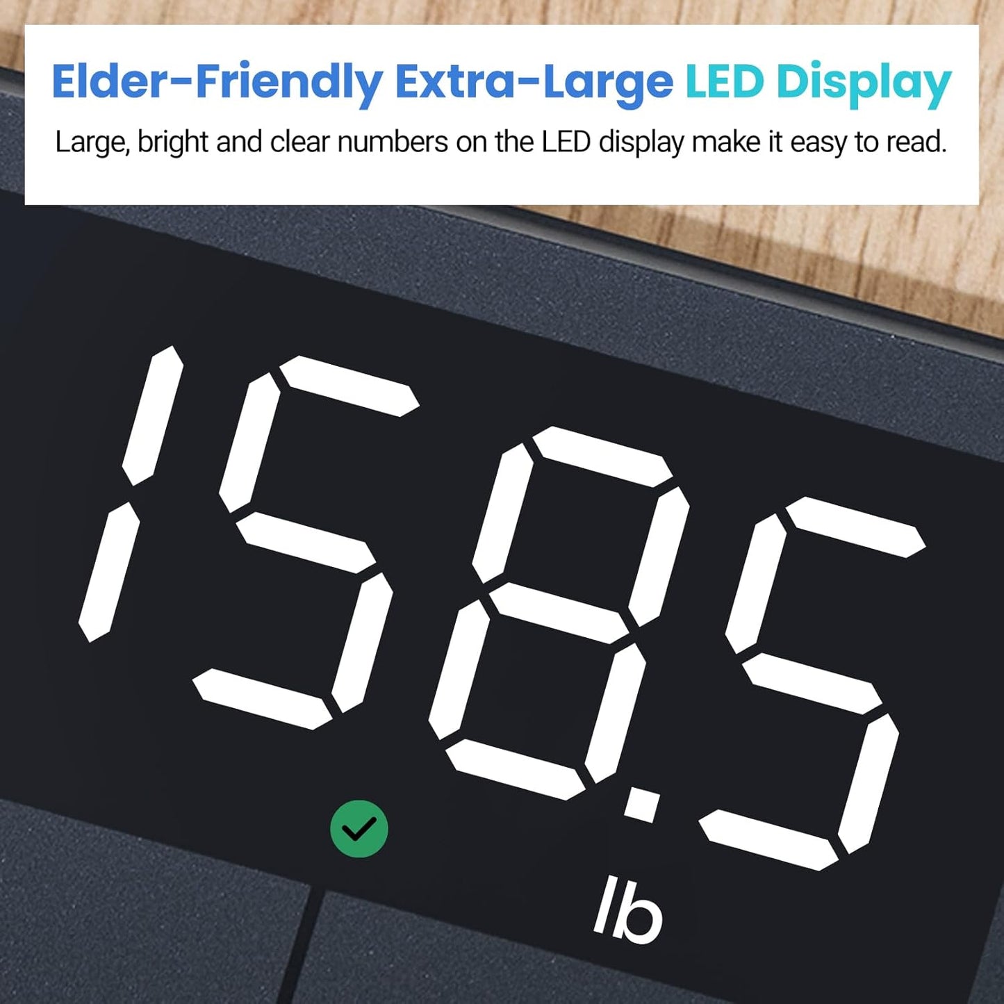 Báscula Digital de Baño – Precisión 0.05 lb, Pantalla LED Brillante, 180 kg/400 lb de Capacidad, Tecnología de Verificación de Peso, Diseño Seguro Antideslizante