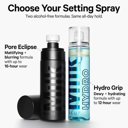 Milk Makeup Hydro Grip Set + Refresh Spray | Spray Fijador e Hidratante con Ácido Hialurónico y Niacinamida | Hasta 12 hs de duración, Alcohol-Free