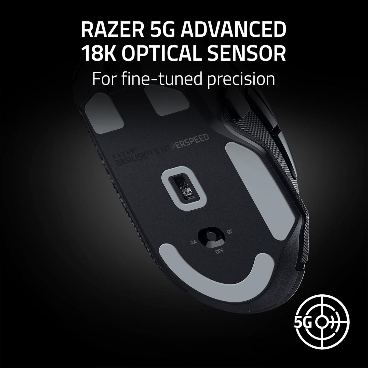 Razer Basilisk V3 X HyperSpeed – Mouse Gamer Inalámbrico Personalizable con Sensor Óptico 18K, 9 Controles Programables, Iluminación RGB y Larga Duración de Batería