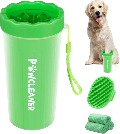 Limpiador de Patas para Perros y Gatos | Vaso con Cepillo de Silicona Suave + 3 Toallas Absorbentes | Disponible en Talles S, M y L