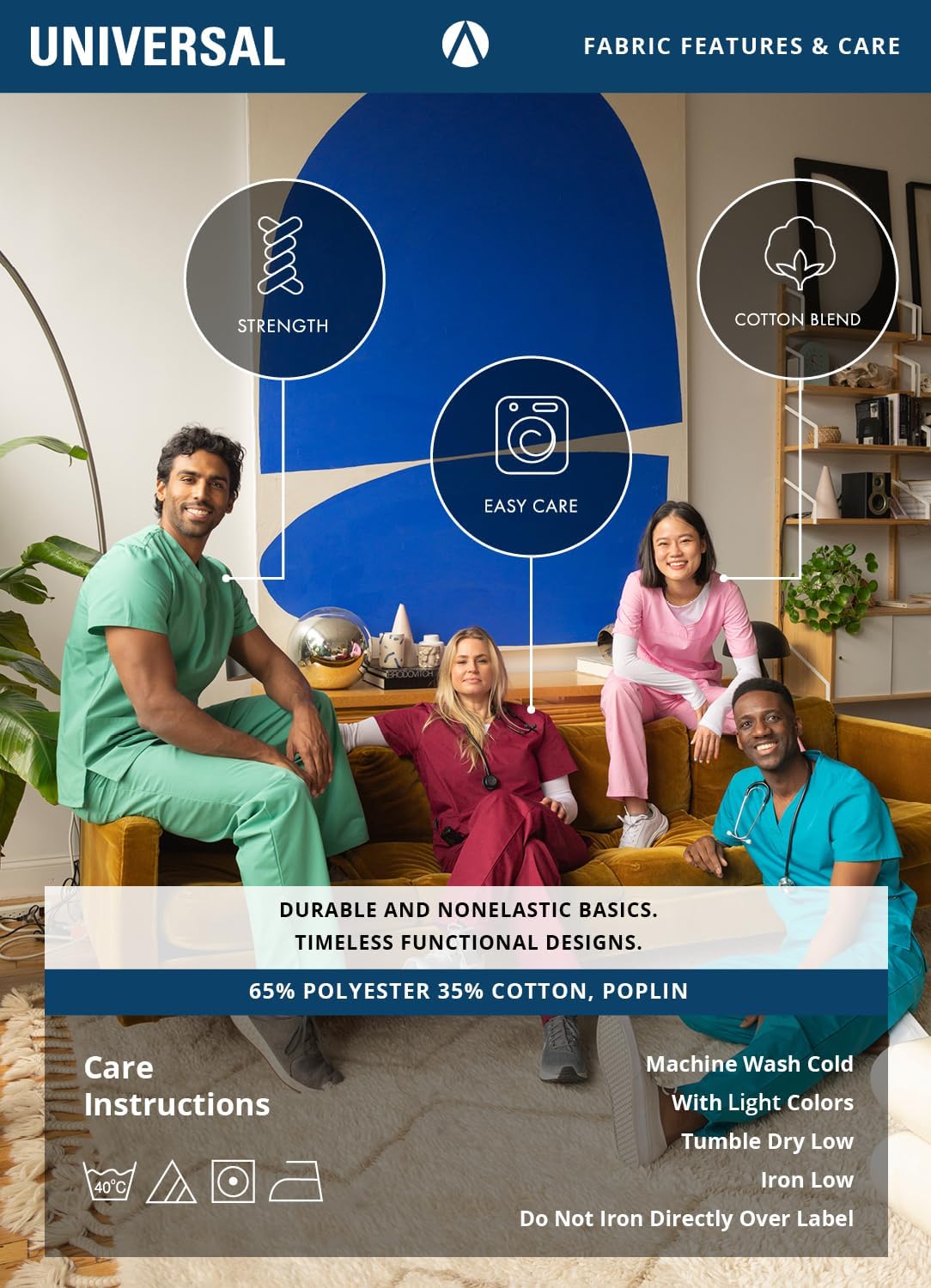 Conjunto de ropa médica unisex universal | Juego de ropa médica unisex con cordón | Color: Azul Teal
