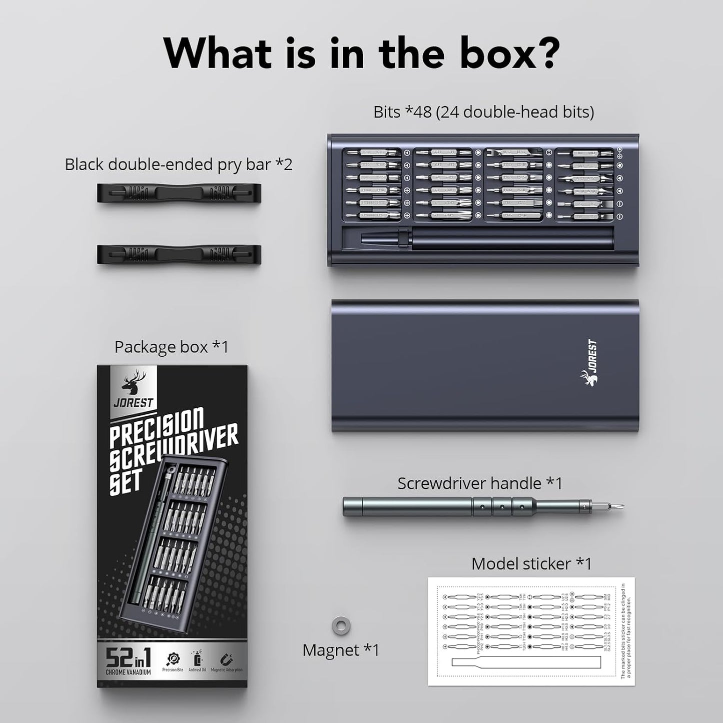 Juego de Destornilladores de Precisión 52 en 1 – Kit de Reparación Mini con Puntas Torx y CRV para MacBook, Laptop, iPhone, PS5, Xbox, Switch, Gafas, Relojes y Electrónicos – Regalo Compacto para Hombres