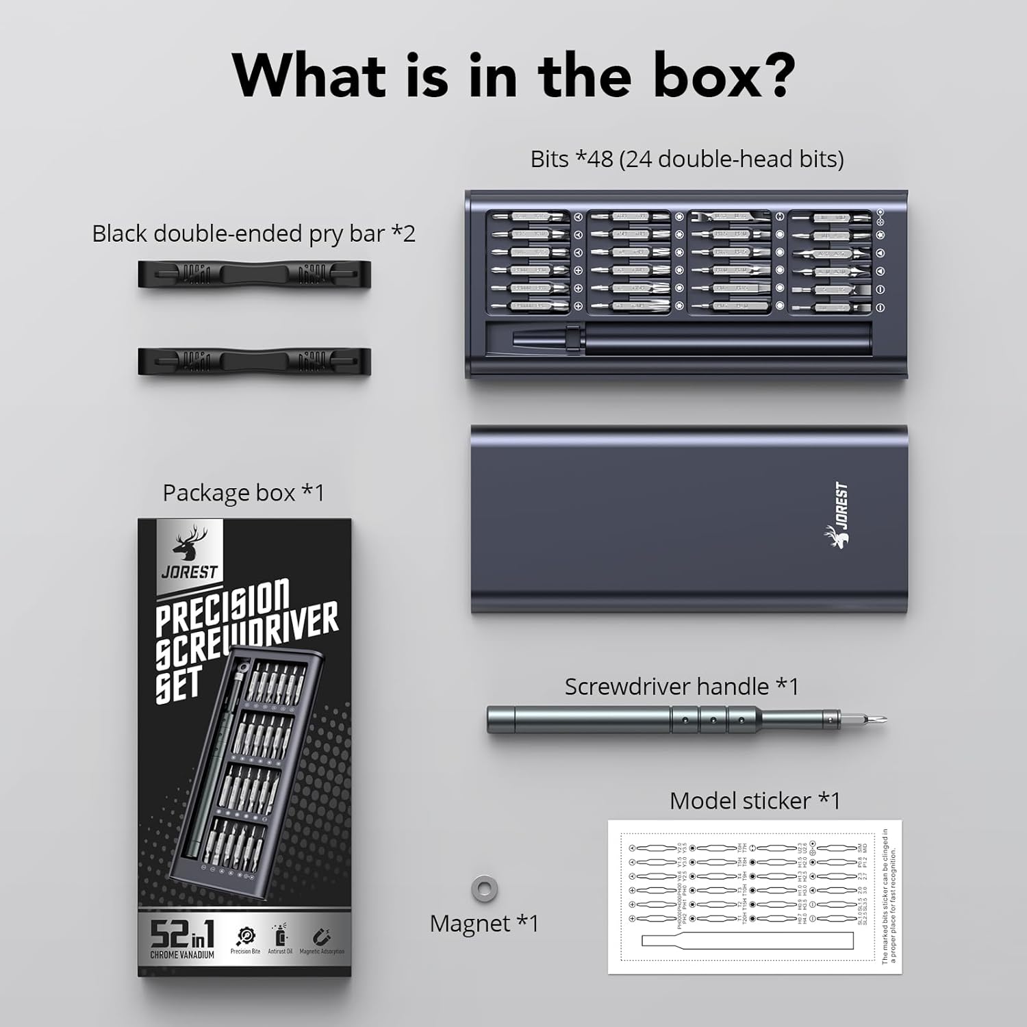 Juego de Destornilladores de Precisión 52 en 1 – Kit de Reparación Mini con Puntas Torx y CRV para MacBook, Laptop, iPhone, PS5, Xbox, Switch, Gafas, Relojes y Electrónicos – Regalo Compacto para Hombres