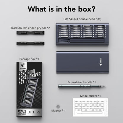Juego de Destornilladores de Precisión 52 en 1 – Kit de Reparación Mini con Puntas Torx y CRV para MacBook, Laptop, iPhone, PS5, Xbox, Switch, Gafas, Relojes y Electrónicos – Regalo Compacto para Hombres