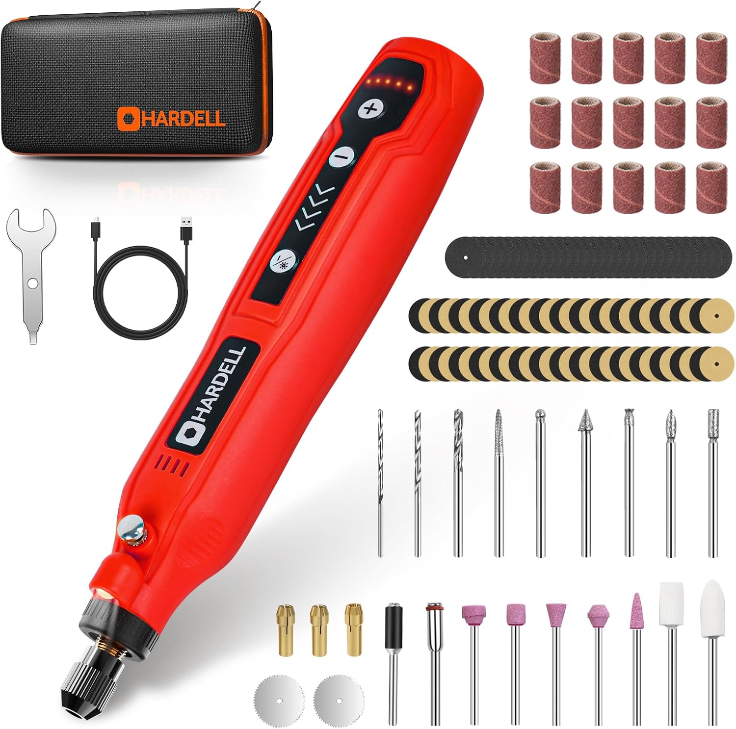 Mini Herramienta Rotativa Inalámbrica, 5 Velocidades (5,000–18,000 RPM) con 69 Accesorios, Recargable por USB 3.7V para Lijar, Pulir, Grabar, Perforar y Manualidades DIY
