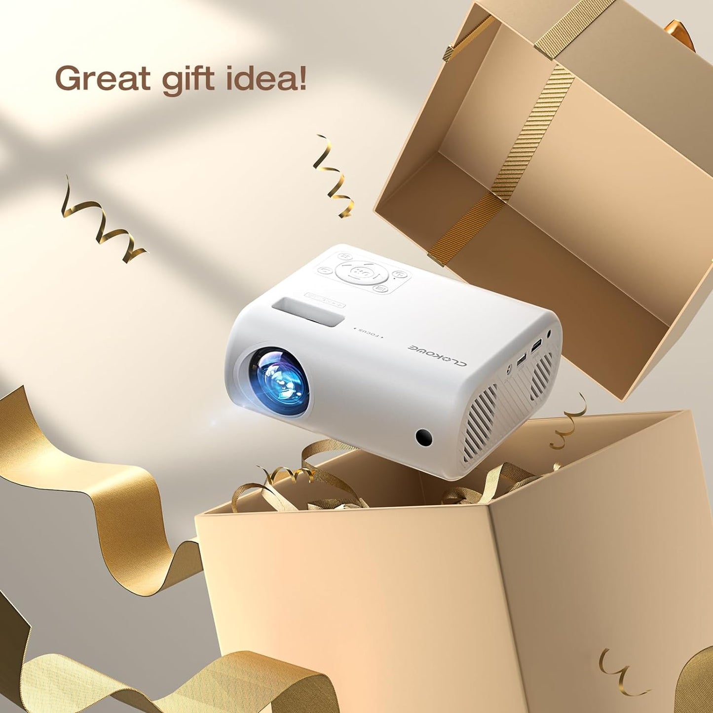 Mini Proyector CLOKOWE 2024 | 9000 Lux, Full HD 1080P, Portátil y Compatible con Múltiples Dispositivos