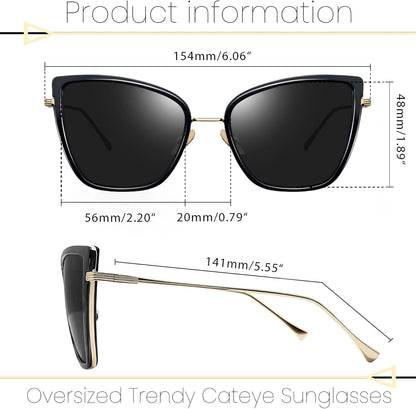 Joopin Anteojos de Sol Mujer Oversize Estilo Cat Eye | Polarizados UV400 | Lentes de Moda