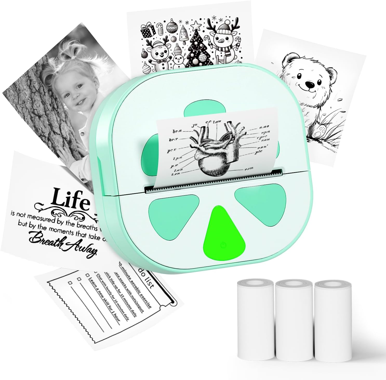 Mini impresora de calcomanías | Térmica | Bluetooth | Portátil | Incluye 3 rollos de papel 