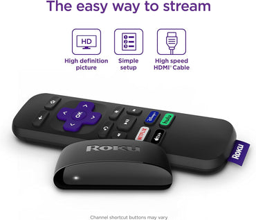 Roku Express | Reproductor de Streaming HD con Control Remoto Simple, HDMI Incluido, TV en Vivo & Gratuita, Compatible con Alexa, Google & Siri