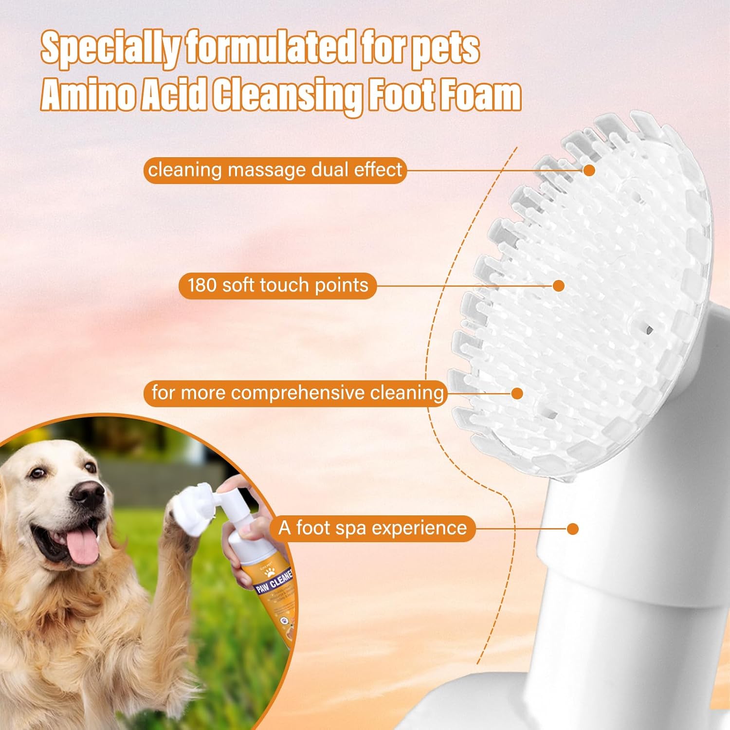 Limpiador de Patas para Perros y Gatos | Espuma Sin Enjuague con Cepillo de Silicona Integrado | 150 ml