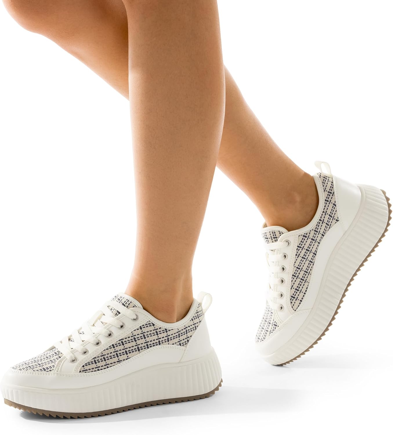 DREAM PAIRS Women Platform Chunky Lightweight Comfortable Casual Lace-Up Sky Walking Fashion Sneakers