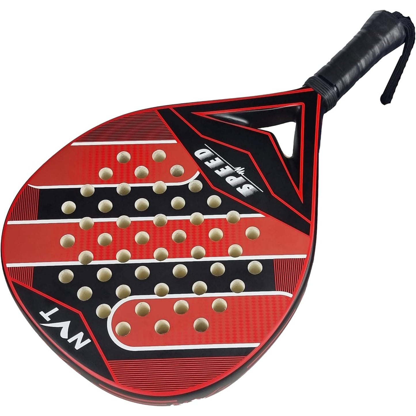 Paleta de pádel | Fibra de carbono | diseño ligero con agarre cómodo | Cabeza híbrida de fibra de vidrio y fibra de carbono