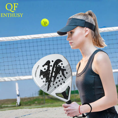 Paleta de pádel de fibra de carbono Q10 Pro | Forma de diamante | garganta mejorada con tres ramas | núcleo de espuma viscoelástica EVA