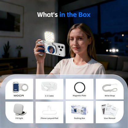 Accesorio para filmar | UGC | Compatible con iOS17 e iOS18 | Agarre magnético con control remoto | Color Azul