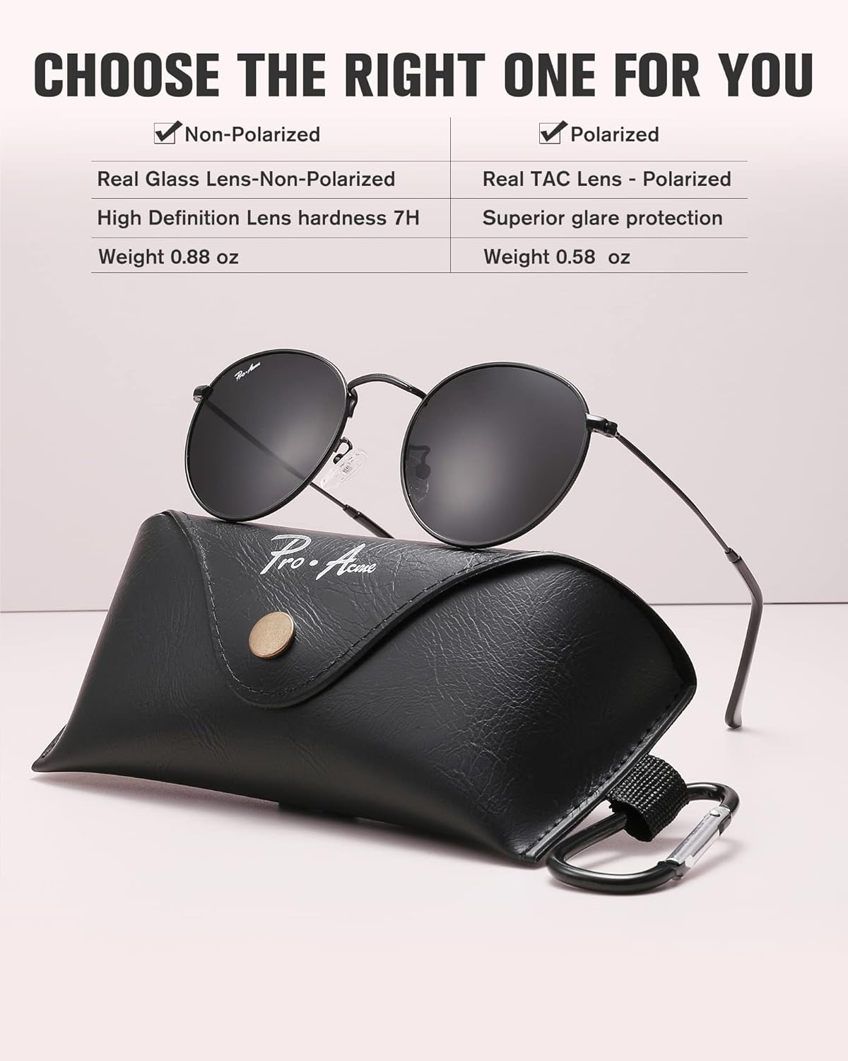 Pro Acme round Sunglasses for Women Men Classic Retro Circle Metal Sun Glasses 100% Real Glass Lens