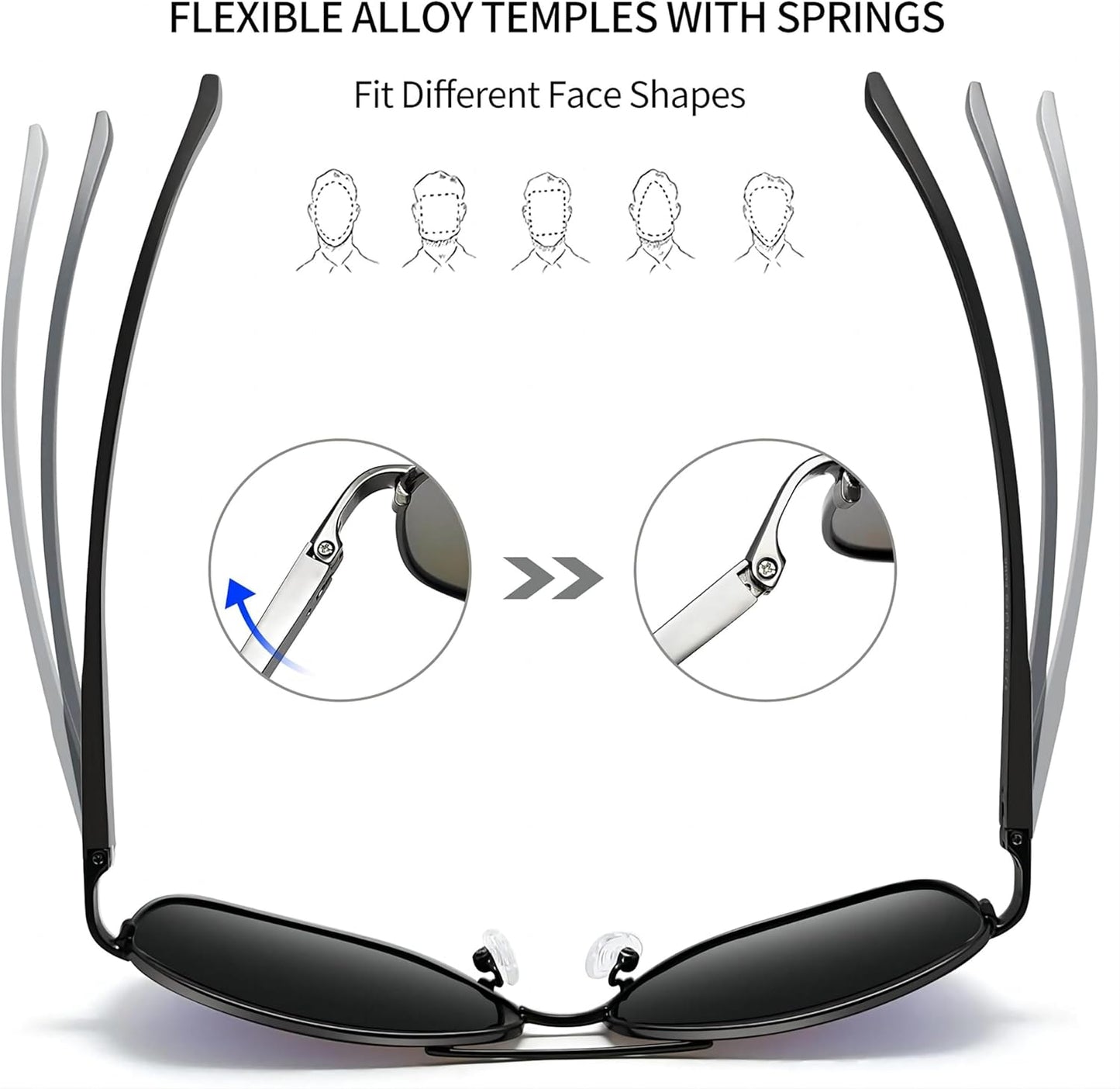 Joopin Lentes de Sol Aviador Metálicos Polarizados – Estilo Clásico Militar UV400