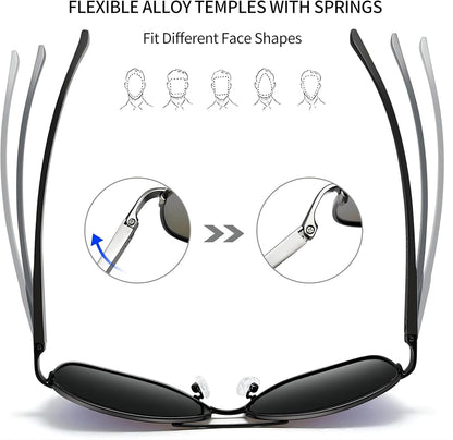 Joopin Lentes de Sol Aviador Metálicos Polarizados – Estilo Clásico Militar UV400
