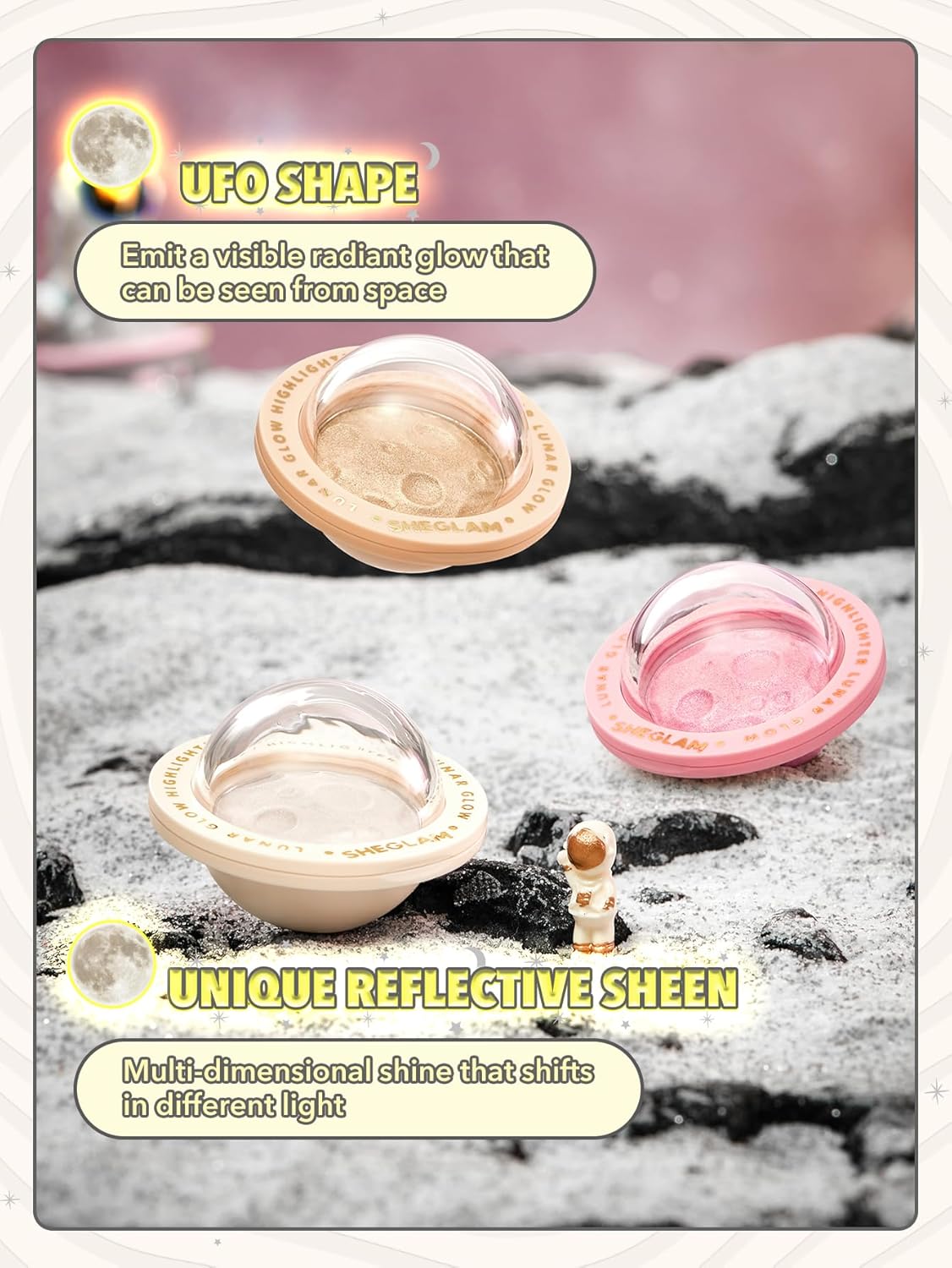 Iluminador facial Lunar Glow  | Con purpurina multicromática | Iluminador para ojos y rostro | Cremoso sedoso | Color: Tea Cake