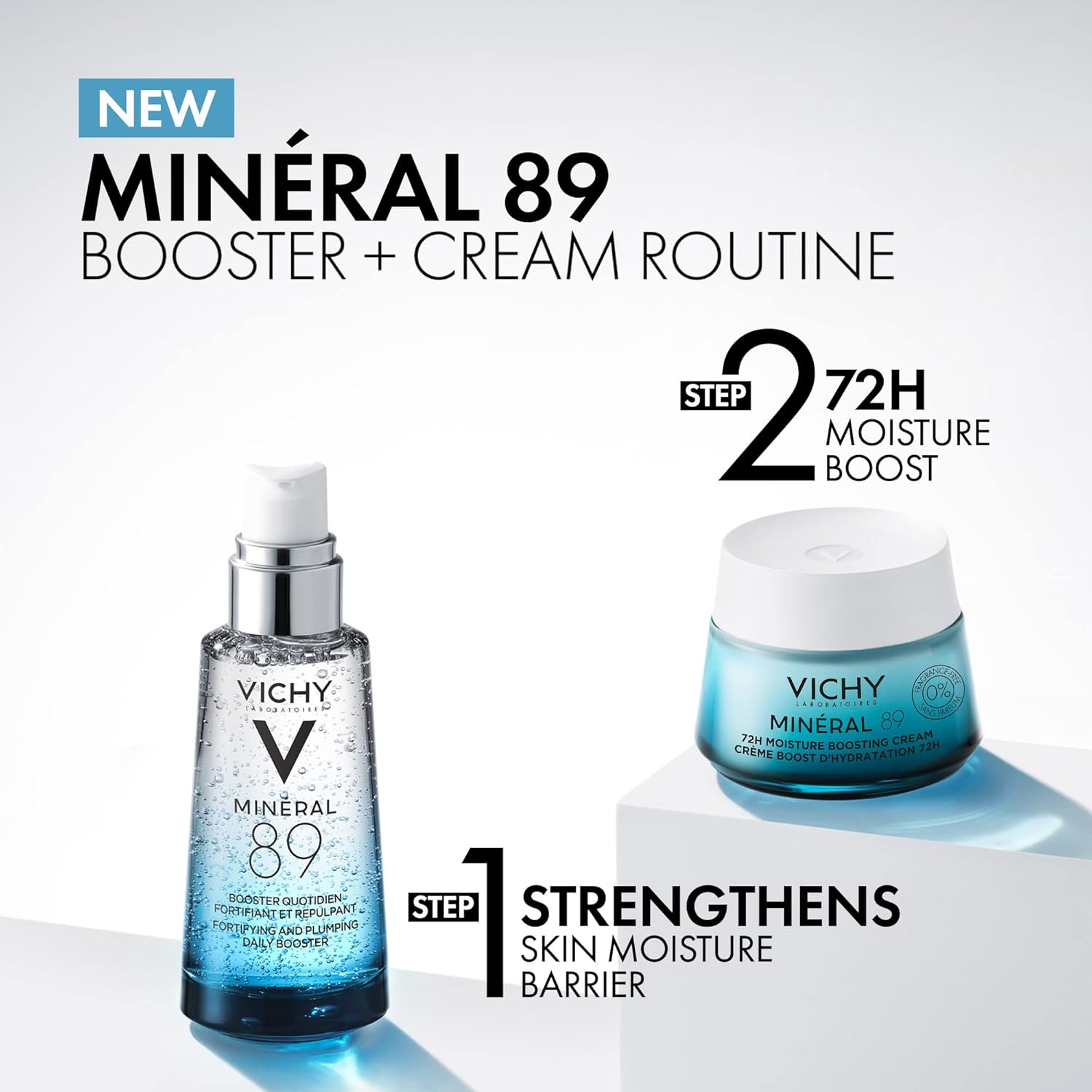 Vichy Mineral 89 Crema Sin Fragancia | Hidratante Facial con Ácido Hialurónico – 3 Fórmulas: Todo Tipo, Seca/Sensible y Matificante Piel Grasa