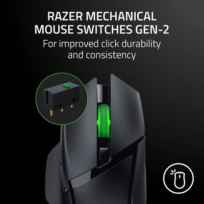 Razer Basilisk V3 X HyperSpeed – Mouse Gamer Inalámbrico Personalizable con Sensor Óptico 18K, 9 Controles Programables, Iluminación RGB y Larga Duración de Batería