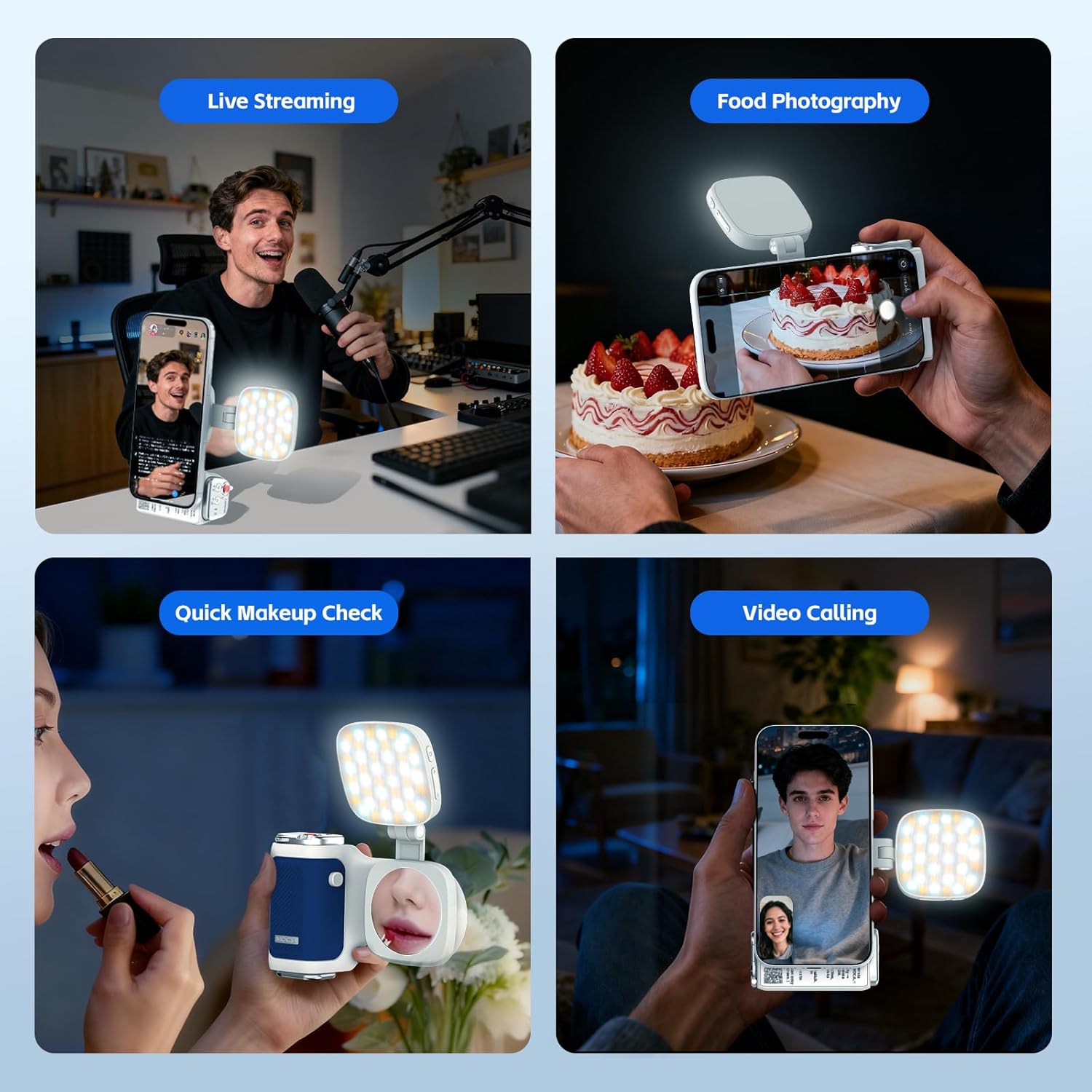 Accesorio para filmar | UGC | Compatible con iOS17 e iOS18 | Agarre magnético con control remoto | Color Azul