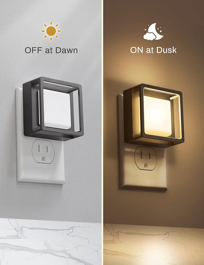Luz Nocturna LED con Sensor Crepuscular [Pack x2] | Enchufable a Pared, Regulable de 0 a 60 lm, Ahorro Energético, para Dormitorio, Baño, Pasillo, Escaleras y Cuarto Infantil – Luz Blanca Suave