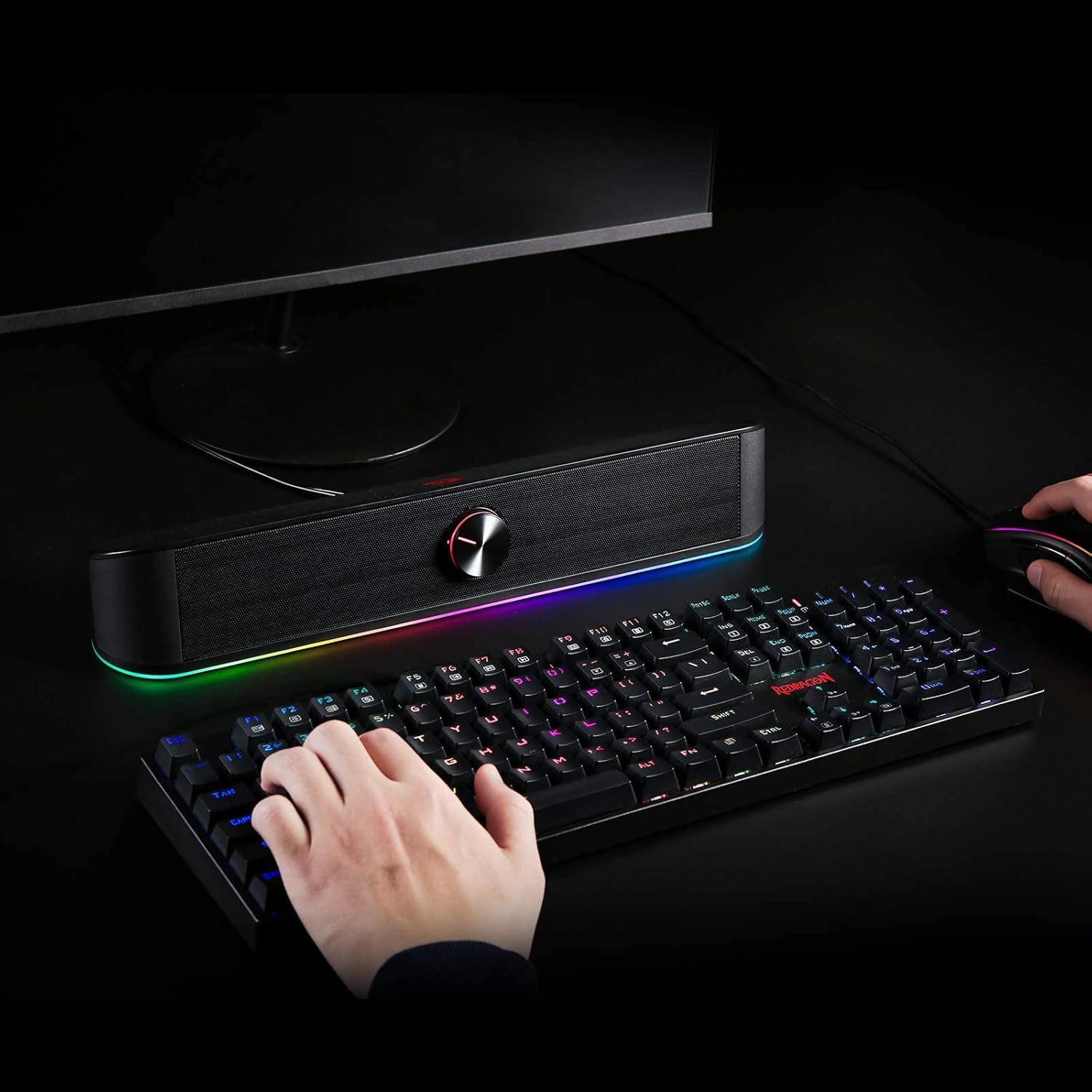 Redragon GS560 RGB Soundbar, Barra de Sonido Estéreo 2.0 para PC – Negro