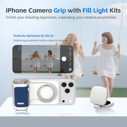 Accesorio para filmar | UGC | Compatible con iOS17 e iOS18 | Agarre magnético con control remoto | Color Azul