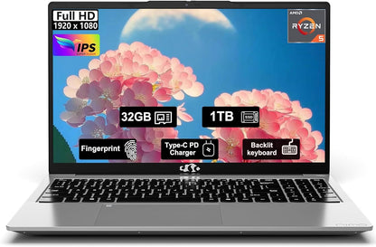 Laptop 15.6" FHD NIMO | AMD Ryzen 5 3500U | 32GB RAM | 1TB SSD | Teclado Retroiluminado | Huella Digital | Cargador Rápido 65W | Windows 11 | 2 Años Garantía