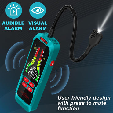 Detector de Fugas de Gas Kiprim GD01, Alta Sensibilidad con Sonda Flexible de 9,4", Alarma Visual y Sonora, Portátil para Propano, Metano y Gas Natural – Uso en Hogar y RV
