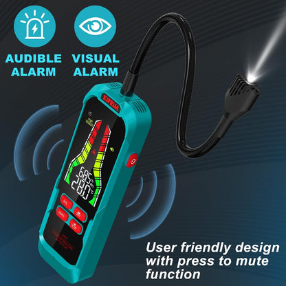 Detector de Fugas de Gas Kiprim GD01, Alta Sensibilidad con Sonda Flexible de 9,4", Alarma Visual y Sonora, Portátil para Propano, Metano y Gas Natural – Uso en Hogar y RV