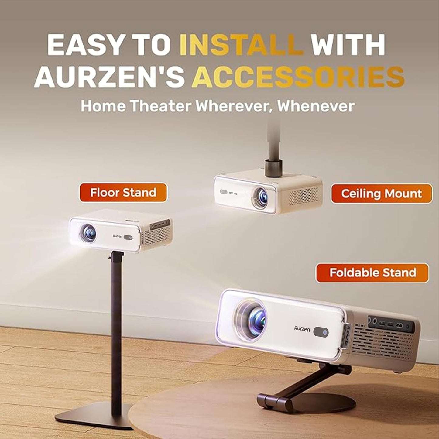 Aurzen EAZZE D1 Smart Proyector | Full HD Nativo 1080P | Netflix Oficial, Autoenfoque, Dolby Audio, Zoom 50-100% | WiFi 5G + Bluetooth Bidireccional