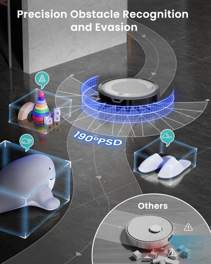 Lefant M310 Ultra Robot Aspiradora y Mopa | 6000Pa Succión, ToF LiDAR, 170 Min Autonomía, Control App/Alexa, Detección de Alfombras y Evitación Precisa de Obstáculos – Slim 3” Diseño Ideal Mascotas y Hogar