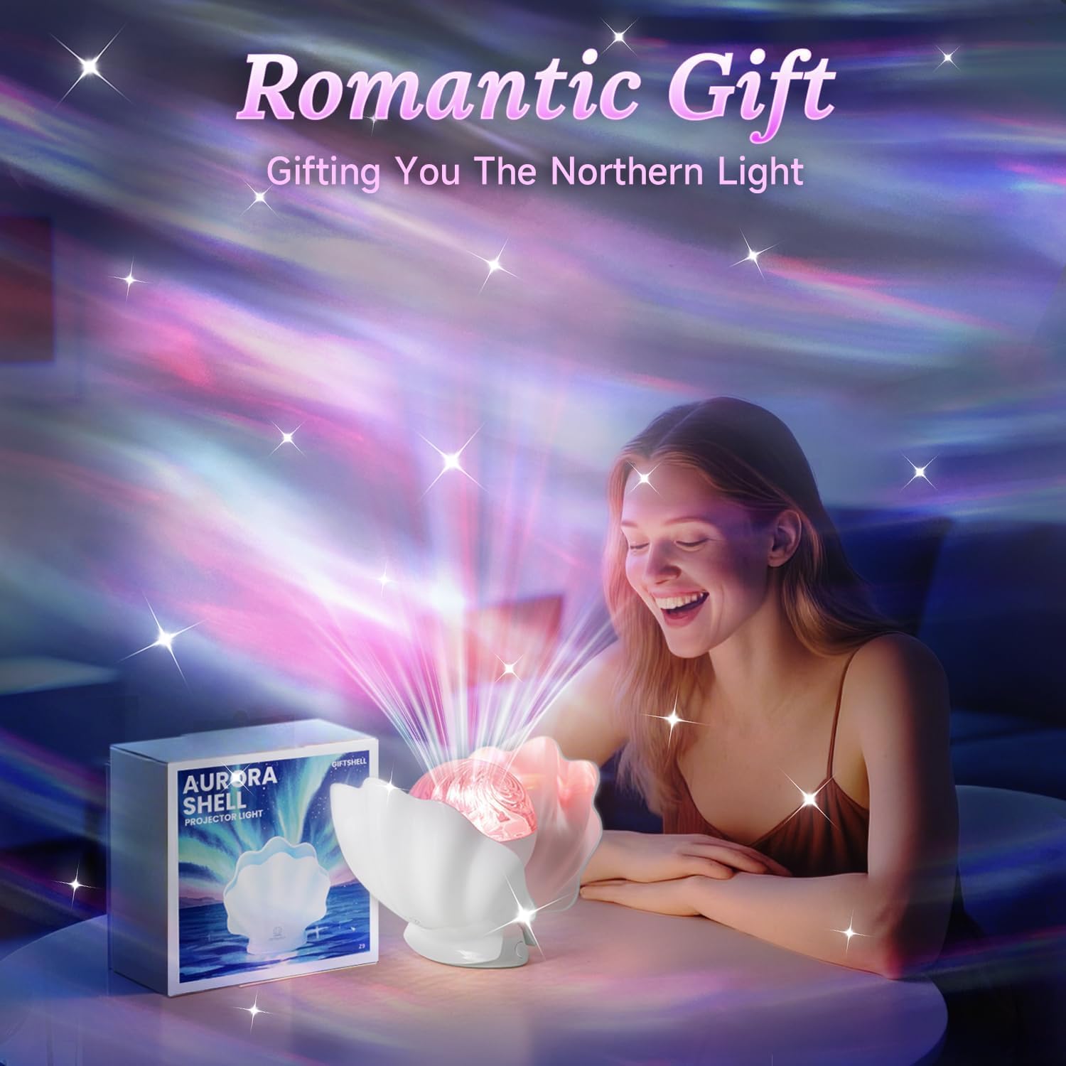 Proyector de luces | Luz nocturna de caracola para dormitorio | Lámpara de nebulosa