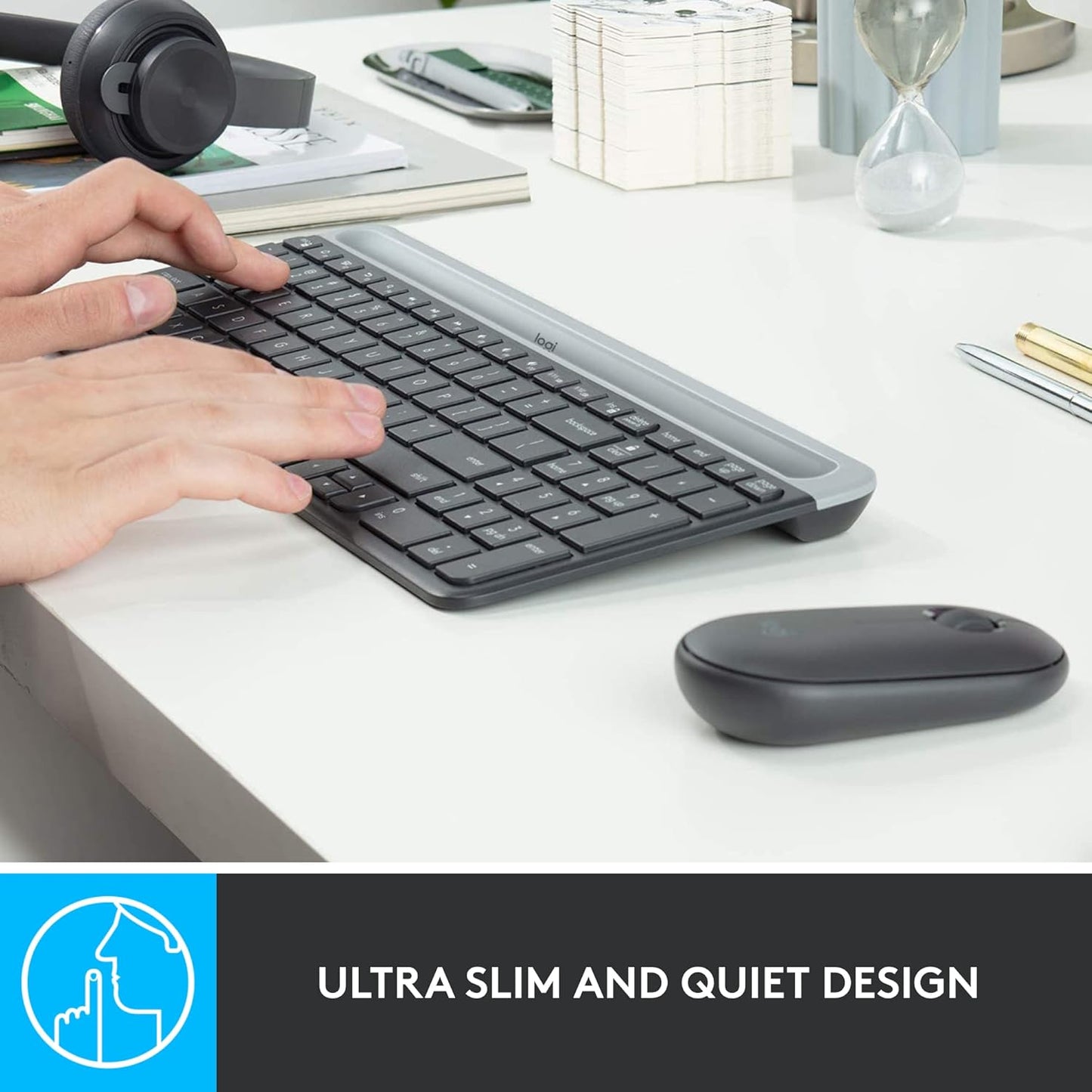 Logitech MK470 Combo Slim – Teclado y Ratón Inalámbricos (Grafito)