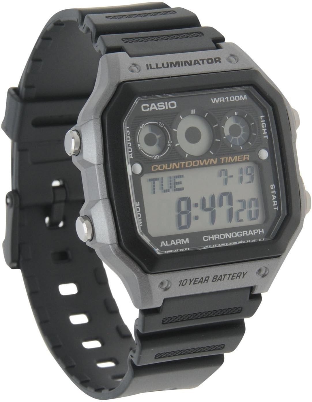 Casio AE-1300WH Series | Reloj Digital Deportivo para Hombre | Cronómetro, Temporizadores, Hora Mundial, 100M WR, Luz LED, Batería 10 Años